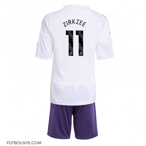 Camiseta Manchester United Joshua Zirkzee #11 Visitante Equipación para niños 2025-26 manga corta (+ pantalones cortos)